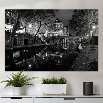 Oudegracht in Utrecht with Gaardbrug, BLACK-WHITE