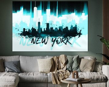Graphic Art NYC Skyline II | cyan by Melanie Viola