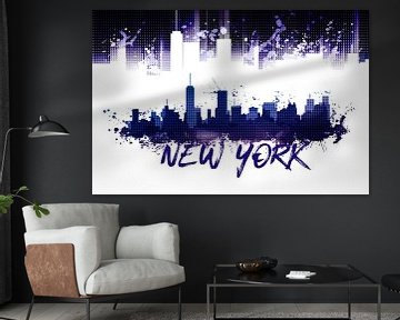 Graphic Art NYC Skyline Splashes | purple van Melanie Viola