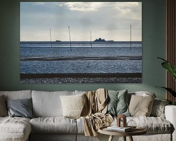 Stakes on the North Sea coast on the island Amrum