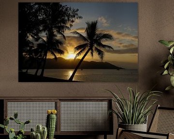 Sunset at tropical island, Australia sur Marcel van den Bos