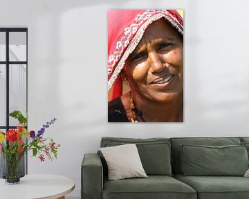Portret van een mooie vrouw uit Rajasthan van Cora Unk