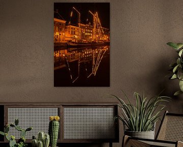 Sailship in a canal in Groningen sur Harry Kors