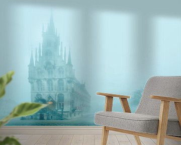 Historic town hall of Gouda in the fog by Remco-Daniël Gielen Photography