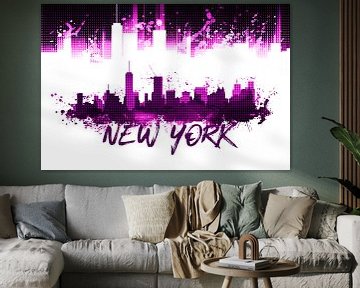 Graphic Art NYC Skyline Splashes | pink by Melanie Viola