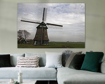 Molen in polderlandschap van Cora Unk