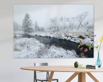 Rivier in sneeuwlandschap van Michel Lucas