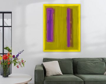 Abstract schilderij met geel en paars van Rietje Bulthuis