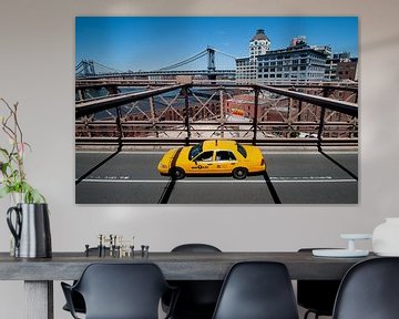 Yellow Cab on the Brooklyn Bridge by Laura Vink