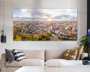 Zonsopkomst boven Groningen-Stad (panorama) van Frenk Volt