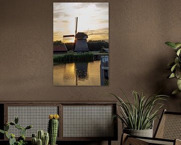 Holländische Mühle im Sonnenuntergang von Paul Franke