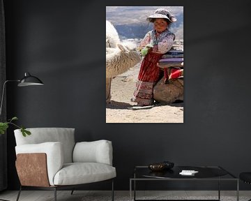 Girl with alpaca by Gert-Jan Siesling