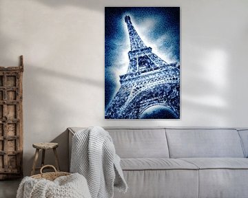 Graphic-Art | Tour Eiffel glacée dans la neige sur Melanie Viola