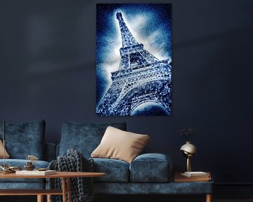 Graphic-Art | Tour Eiffel glacée dans la neige sur Melanie Viola