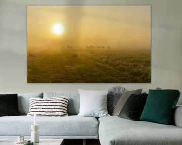 Paarden in mistig landschap van Remco Van Daalen