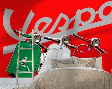 Three Vespas on red by Jole Art (Annejole Jacobs - de Jongh)