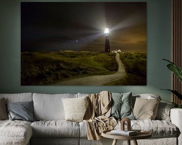 Leuchtturm in der Nacht in der Insel von Schiermonnikoog von Sjoerd van der Wal
