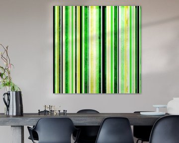 Striped art yellow, lime  and black van Patricia Verbruggen
