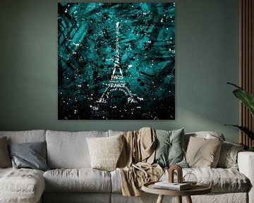 Digital Art Eiffel Tower | cyan