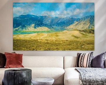 Peinture des montagnes du Tibet sur Rietje Bulthuis