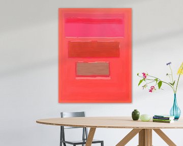 Abstract schilderij in roodtinten en kleurvlakken van Rietje Bulthuis