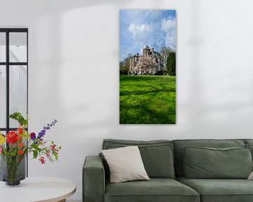 Panorama debout de la maison Jagtlust à 's-Graveland avec des magnolias en fleurs. sur Martin Stevens