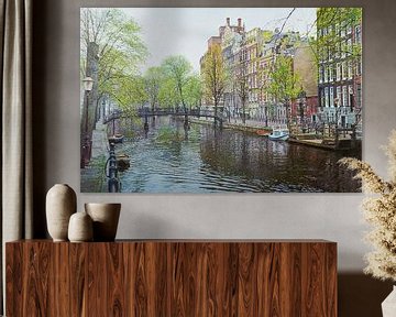 Schilderij: Amsterdam, Oudezijds Voorburgwal van Igor Shterenberg