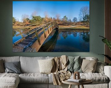 Houten bruggetje Amsterdamse waterleidingduinen van Peter Bartelings