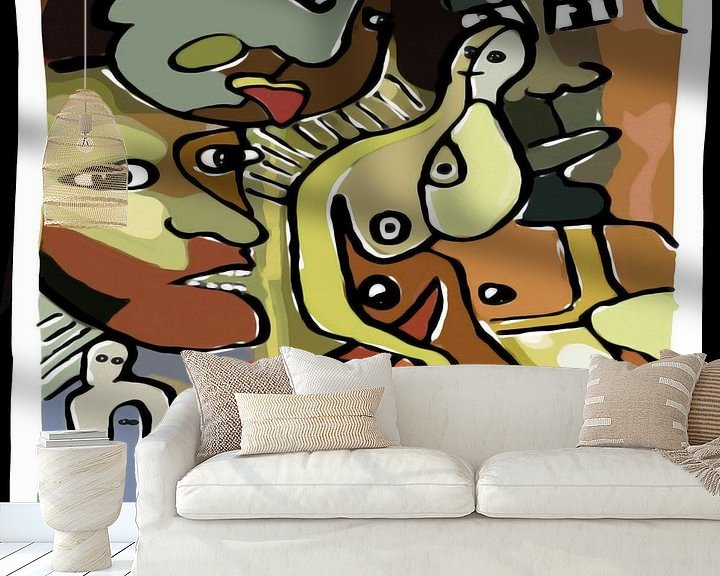 Sfeerimpressie behang: Lustobject in matte kleuren van Henk van Os