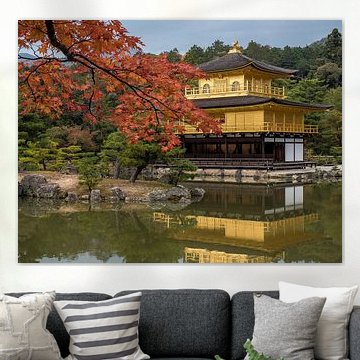 Herfst bij de Gouden Tempel in Kyoto, Japan