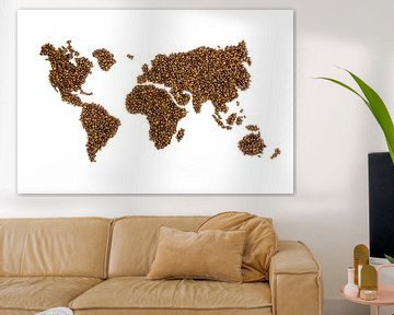 Wereldkaart gevuld met koffiebonen van Ben Schonewille