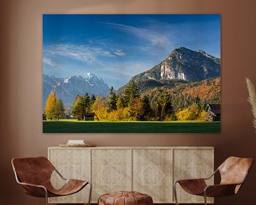Autumn with Kramer and Zugspitze in Farchant van Andreas Müller