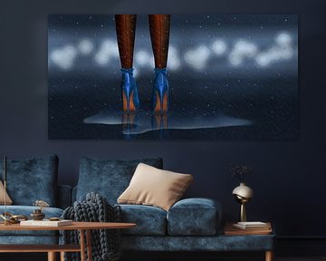 Im Regen stehen 2 in Nachtblau von Monika Jüngling