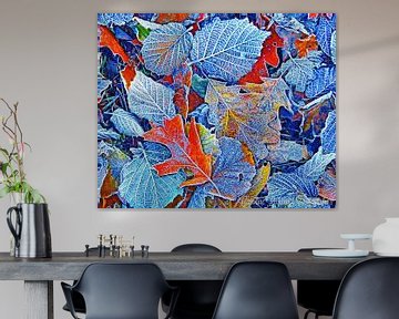 Denim Leaves (Bevroren Bladeren in Blauw) van Caroline Lichthart