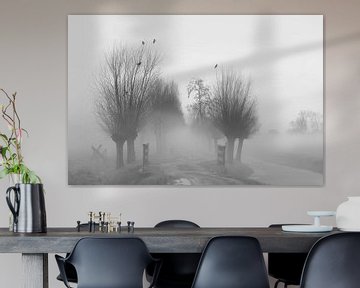 Landweg in de mist. by Ton de Koning