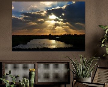 Zonsondergang in de polder van M de Vos