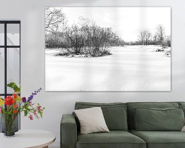 Twentse winter landschap in zwart/wit van Ratna Bosch