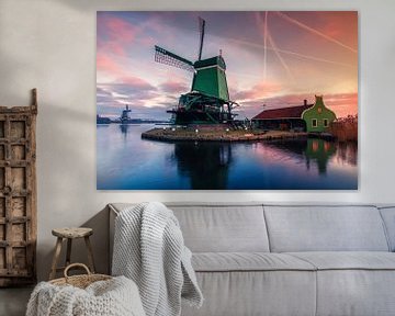 Windmühlen Zaanse Schans bei Sonnenaufgang von Ilya Korzelius