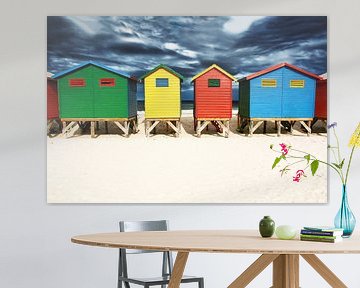 Muizenberg gekleurde strandhuisjes in Kaapstad