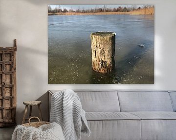 Paal in het ijs bij Heeresmeer by Martin Imminga