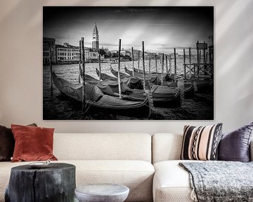 VENICE Grand Canal & San Marco's Tower | Monochrome  van Melanie Viola