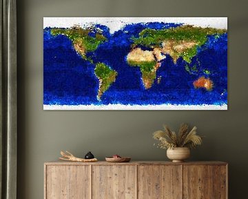 Kubistische wereldkaart van Frans Blok