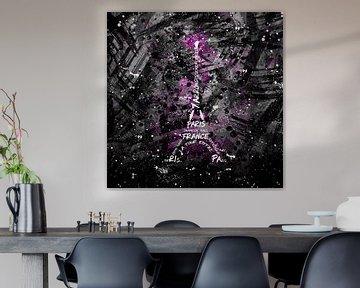 Digital Art Eiffel Tower | pink/black and white van Melanie Viola
