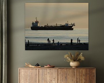 Ship near beach by Joke te Grotenhuis