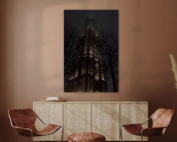 The tower of the Dom church in Utrecht in the mist sur Jeroen Knippenberg