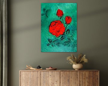 Rote Rose in Öl auf Leinwand gespachtelt sur Babetts Bildergalerie
