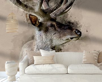 Digital artwork of a red deer by Art by Jeronimo