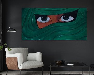 Verschleierte Frau in dunkelgrün by Babetts Bildergalerie