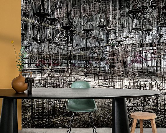 Voorbeeld van het werk in een kamer