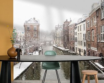 Winter in Utrecht. The Light and Dark Gaard seen from the Maartensbrug. by André Blom Fotografie Utrecht